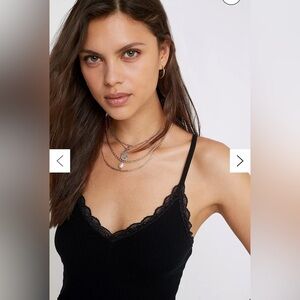 NWT Urban Outfitters Black Lace Trim Ribbed Cami Tank size S
